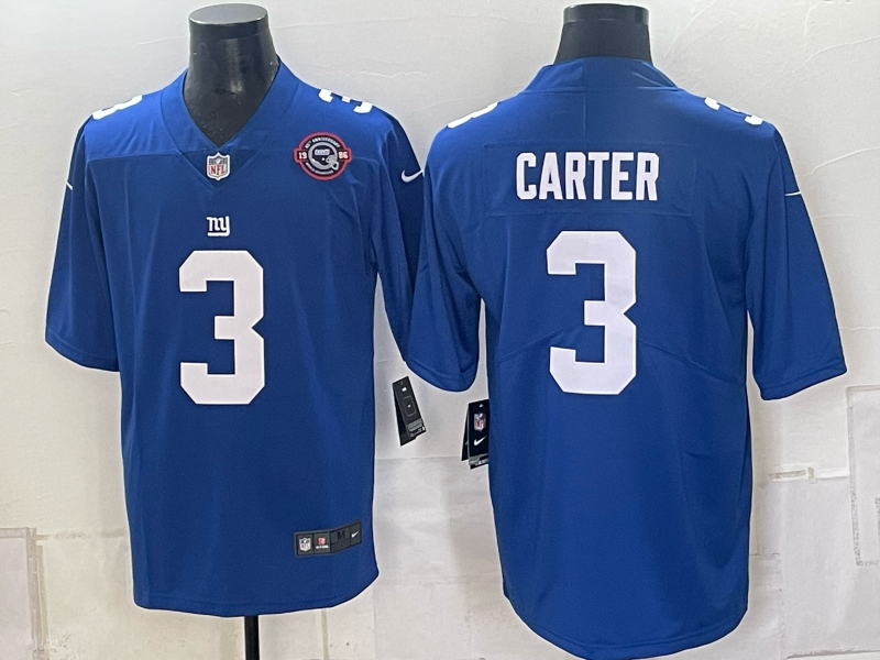 Men New York Giants #3 Carter blue Nike 2026 NFL Game Jersey 0931004->new york giants->NFL Jersey